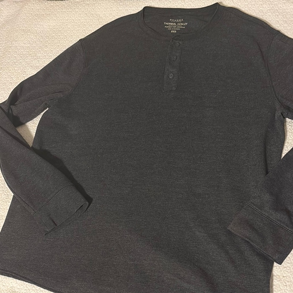 SONOMA Long Sleeve Thermal Henley - XXL - Dark Grey